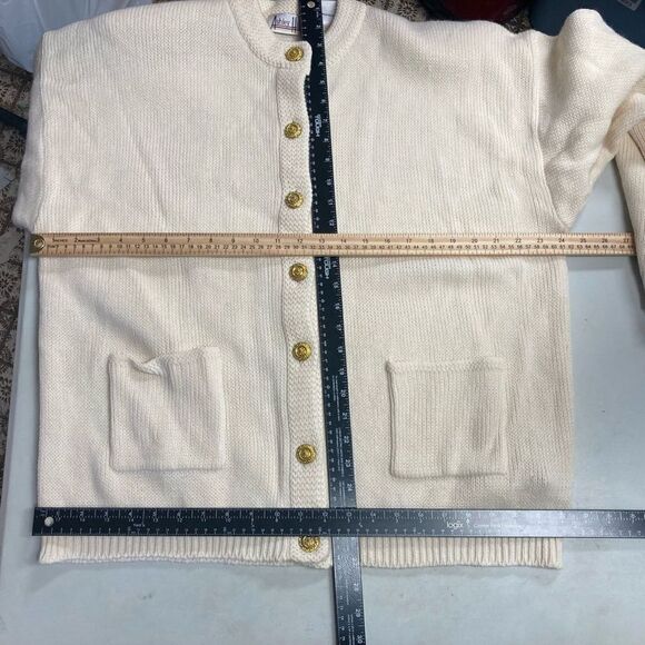 ASHLEY HILL Women’s Front Button Sweater Cardigan Ivory/Cream XL - Picture 6 of 12